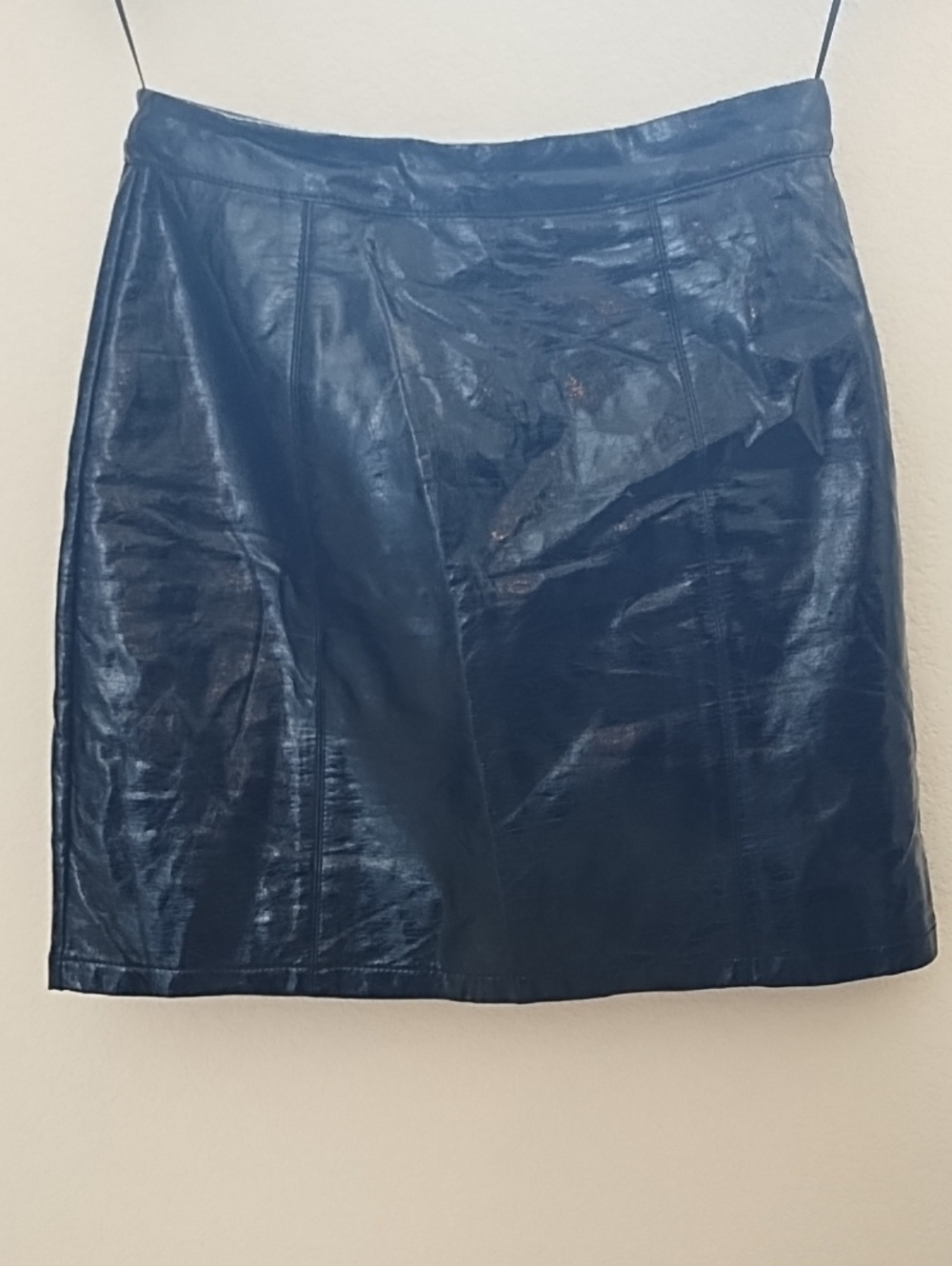 New Look Shiny Sleek Vinyl Black Mini Skirt 2